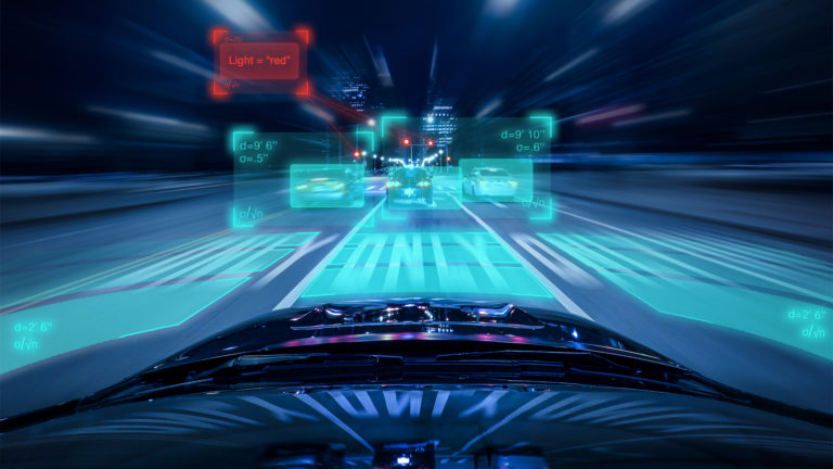 An image of an autonomous vehicle overlay.