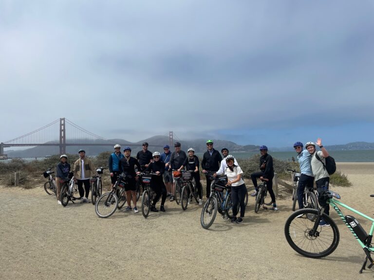 Group of people in San Francisco at a Bike event