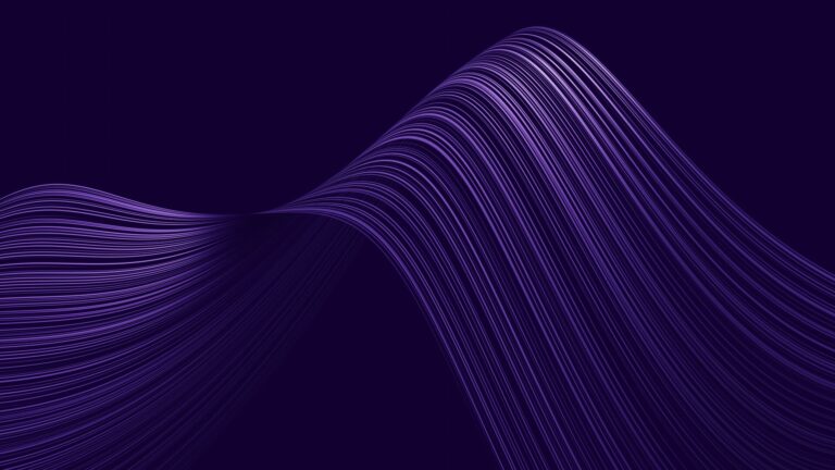 Purple data waves against a dark background representing the rapid evolution of Thematic Investing