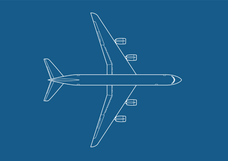 Illustration of an airplane, topdown view